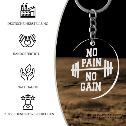 Acryl Schlüsselanhänger 'No Pain No Gain'