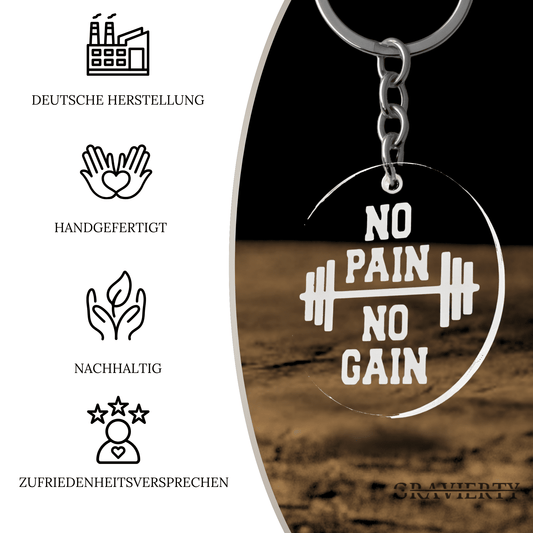 Acryl Schlüsselanhänger 'No Pain No Gain'