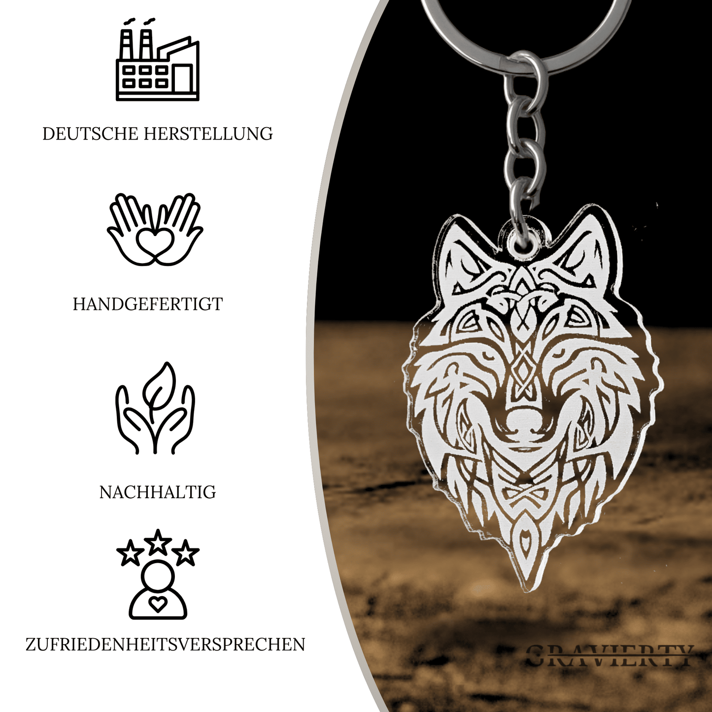 Acryl Schlüsselanhänger 'Nordischer Wolf'