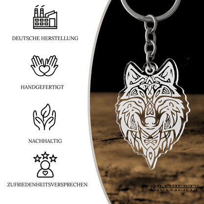 Acryl Schlüsselanhänger 'Nordischer Wolf'